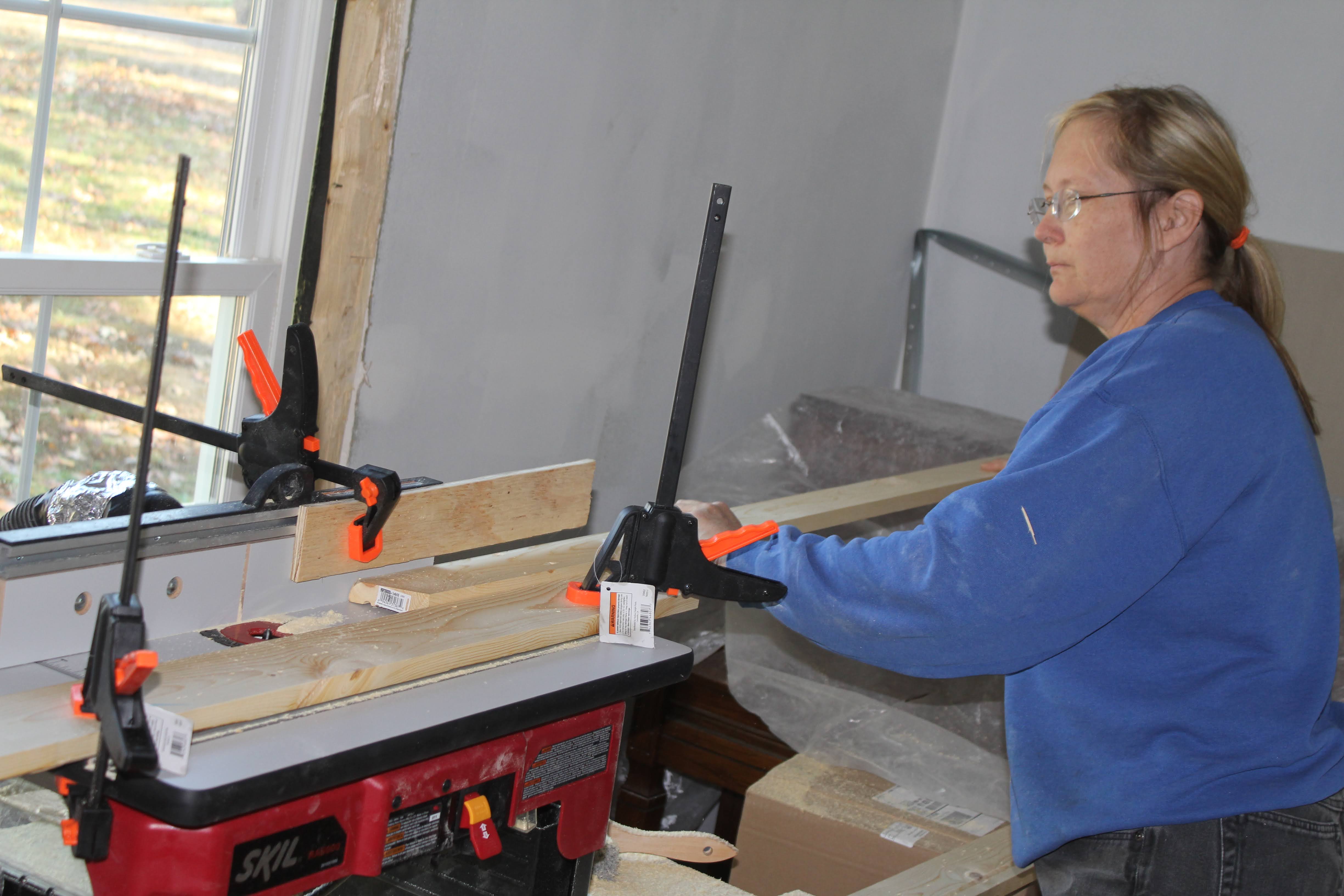 Tamra working with a table saw